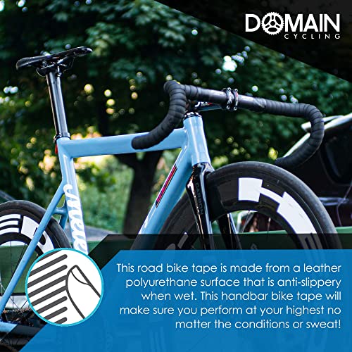 Domain Cycling Polyurethane Bike Handlebar Tape & Bar Ends (94" x 1.2"), Waterproof Extra Long Bar Tape for Bike Handlebars, Black - Thumbnail 6