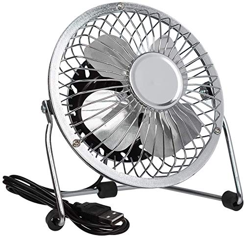 Invero 6-Inch USB Tilting Desktop Cooling Fan with Metal Shell and Aluminium Blades Ideal for Home, Office, Laptops, Notebooks, Desktop PC's and more - Simple Plug & Play - Chrome