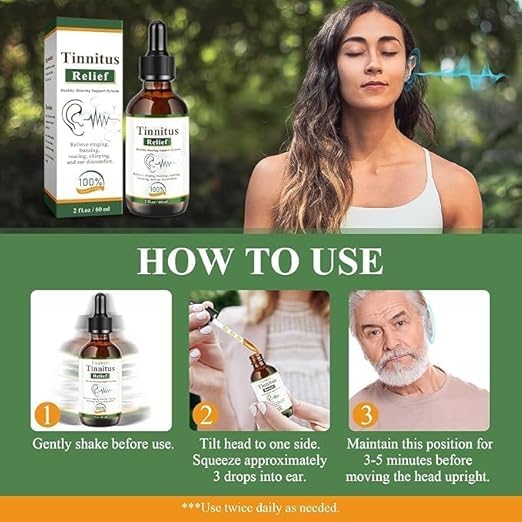 Image of Tinnitus Relief Ear Drops 60ml | Natural Oil for Ringing, Buzzing & Ear Noise | Gentle Formula for Ear Comfort & Hearing Support | Improves Clarity (1)
