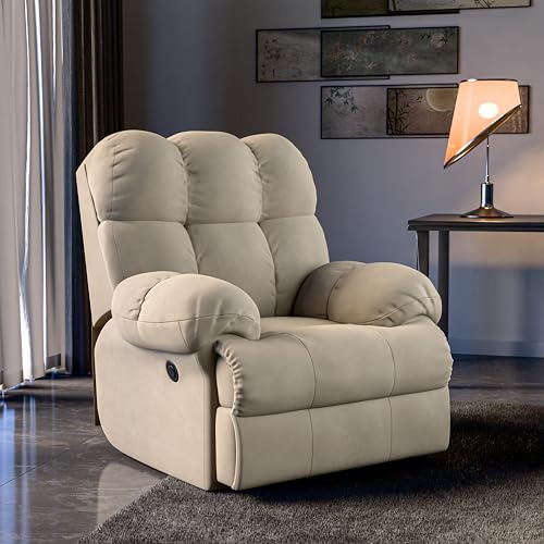 Green Soul Shangri-La| Single Seater Electric Recliner Sofa with Oversized Backrest, Premium Comfort and Soft Suede Fabric | Motorized Recliner |3 Years Warranty (Beige) with Installation Green Soul Shangri-La| Single Seater Electric Recliner Sofa with Oversized Backrest, Premium Comfort and Soft Suede Fabric | Motorized Recliner |3 Years Warranty (Beige) with Installation
