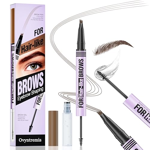Crayon à Sourcils 3D Waterproof avec Pinceau Microblading, Crayon Précis pour Sourcils Naturels Longue Durée, Maquillage Résistant à l'Eau pour un Effet Sourcil Naturel (Marron)
