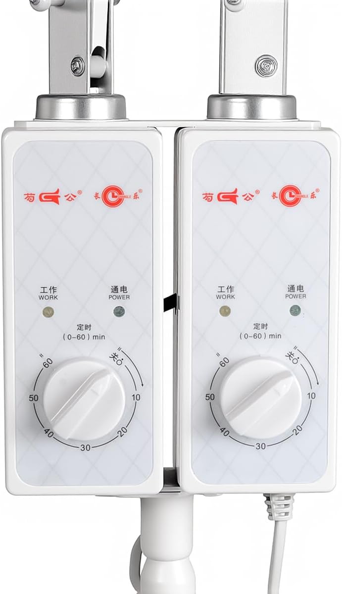 460W Rotating Double-Headed Heat Lamp Timer Control,Adjustable Temperature,Floor Stand with Wheels for Pain Relief
