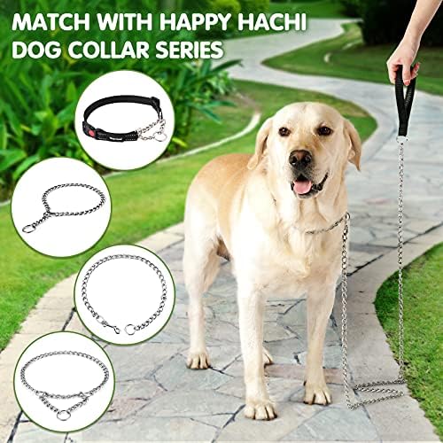 Dog Chain Lead 1.2m Metal Heavy Duty Chew Proof Dog Leash, Dog Training Leash with Nylon Soft Padded Handle, Strong Durable for Small Medium Large Dogs Training Walking (Black, L-Width 0.4 cm)