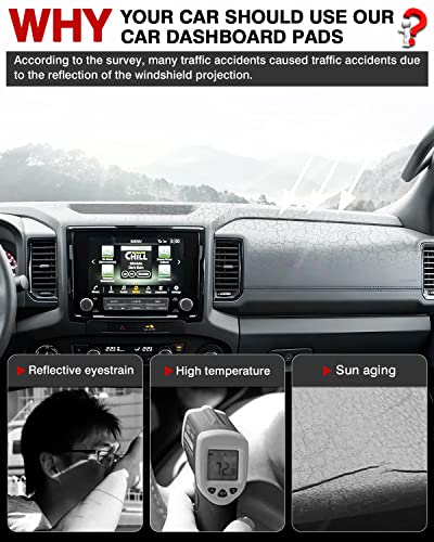 Image of Autorder Dashboard Cover Mat for Nissan Frontier 2022-2025 2026 Accessories Dash Cover Flannel Dash Mat Sunshade Glare UV Rays Protector