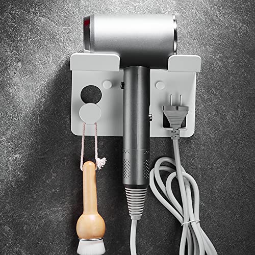 Support mural pour sèche-cheveux blanc multifonctionnel
