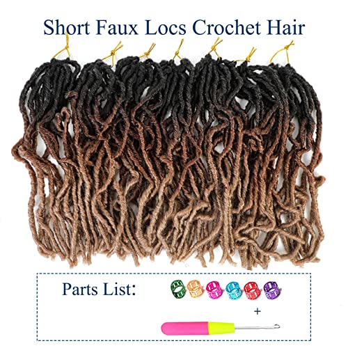 7 Packs Short Faux Locs Crochet Hair 10 Inch Soft Locs Natural Black Butterfly Locs Dreads Locks Synthetic Crochet Hair For Black Women(10 Inch,1B/30/27) #TOP5
