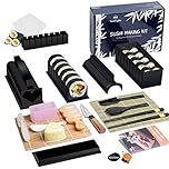 TantivyBo Sushi Making Kit 22 Pcs, Sushi Rolling Mat Kit for Beginners with 2 Sushi Mats, Chopsticks, Onigiri Mould, Rice Ball Maker, Musubi Press Mold, Temaki Roller, Nigiri Mould (Black)