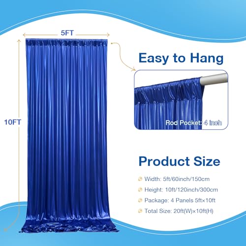 Image of 20x10 Wrinkle Free Royal Blue Sequin Backdrop Curtain for Parties-Thick Not Fall-Off Glitter Backdrop Drapes-4 Panels 5x10ft Shimmer Photo Back Drop Cloth for Wedding Birthday Photography Background