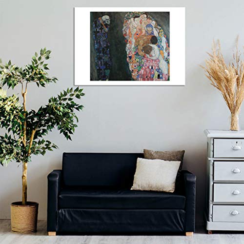 Muerte y Vida Klimt cuadro grande mate enmarcado sin reflejos 3
