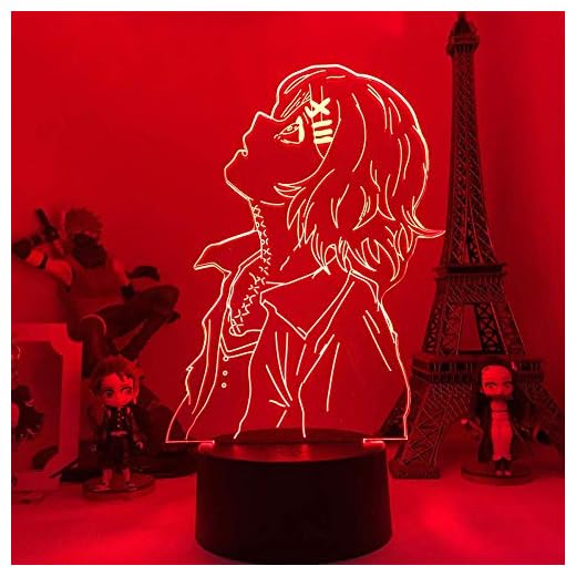3D Illusion Lamp Night Light Tokyo Ghoul Anime Lamp Juuzou Suzuya Figure 3D Led Visual NightLights for Kids Bedroom Decor boy Toy Manga Birthday Gift Table Lamp for boy 7 Color Touch