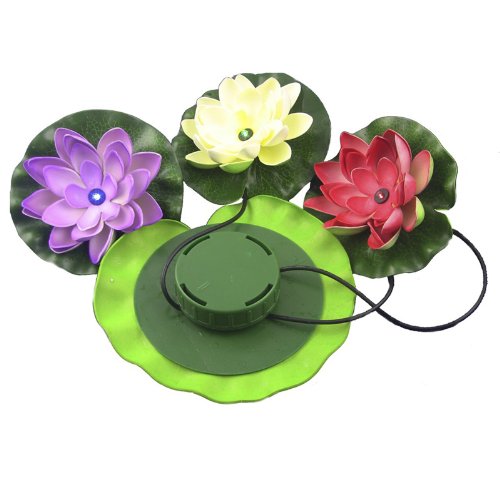 Lámpara de luz LED flotante solar de loto para jardín, césped, estanque, piscina