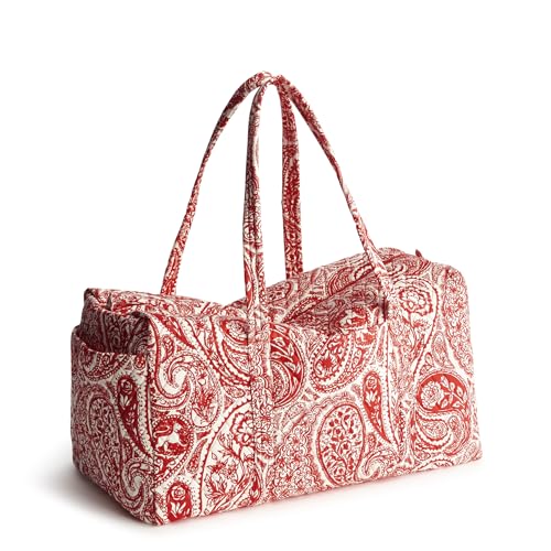 Image of Vera Bradley Women's Large Original Duffel Bag-Premium Cotton Travel, Iconic Paisley Green Jacket, One Size