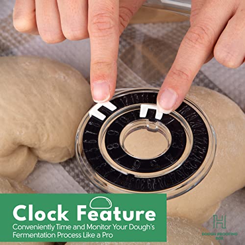 Pizza Dough Proofing Box, 14 x 10-Inch, Pizza Dough Container, Fits 6 Huge Dough Balls, Household Pizza Dough Tray With Convenient Clock, Stackable Dough Container