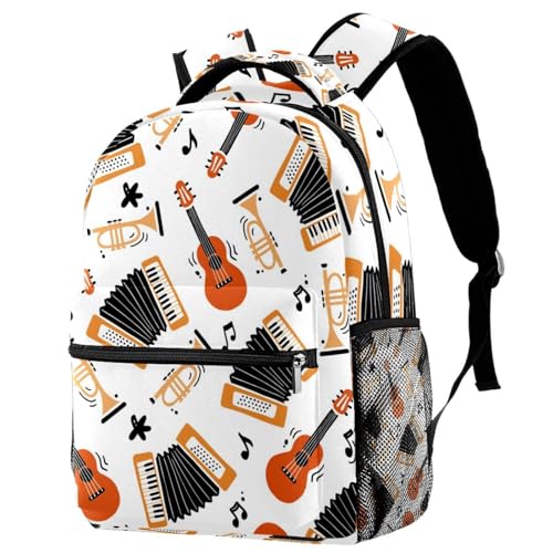 Sac à dos d'école multicolore 29.4x20x40cm imprimé instruments