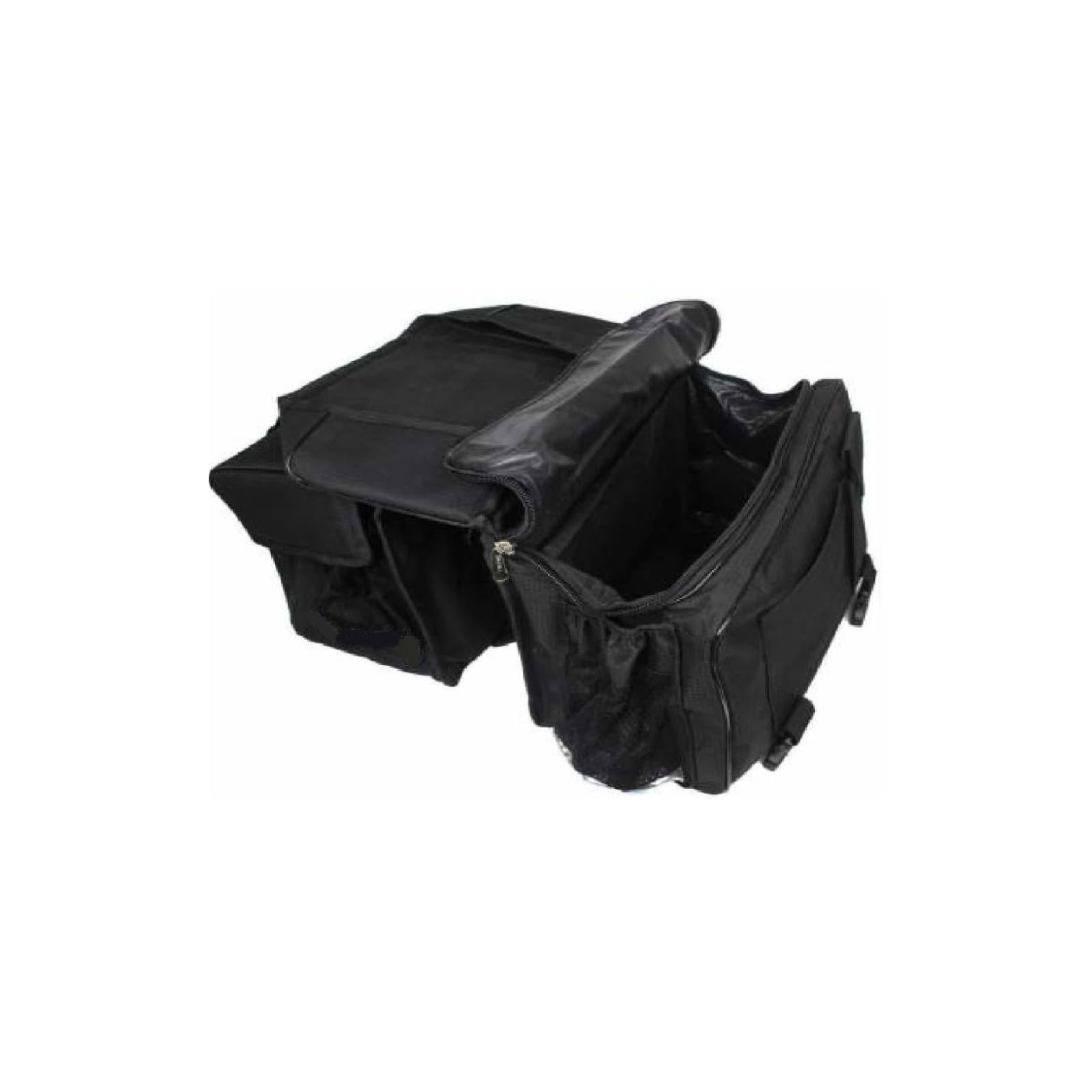 Motorcycle Saddle Bag with Dual Side Pockets | Heavy-Duty Black Bike Luggage Bag for Long Rides & Daily Use | Water-Resistant Storage Bag with Secure Zip Closure | Universal Fit-image-7