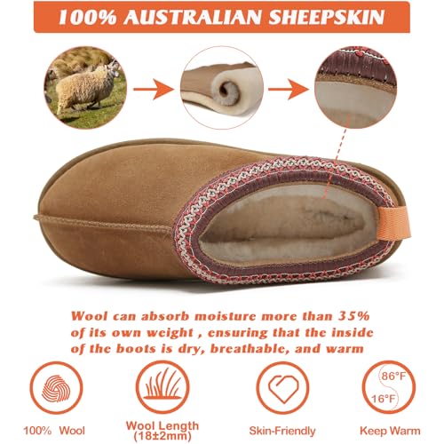 MelSyd Womens Slippers Sheepskin Indoor-Outdoor: 100% Australian Merino Wool Lined with Memory Foam Cozy House Shoes - Slip on Waterproof Winter Suede Clogs - Christmas/Holiday Gift2