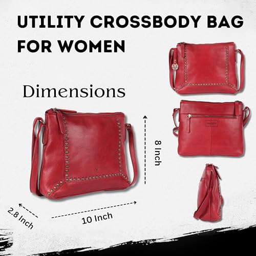 Image of Genuine Italian Leather Boho Studded Crossbody Sling Bag - Stylish, Durable, & Perfect for Everyday Use for women