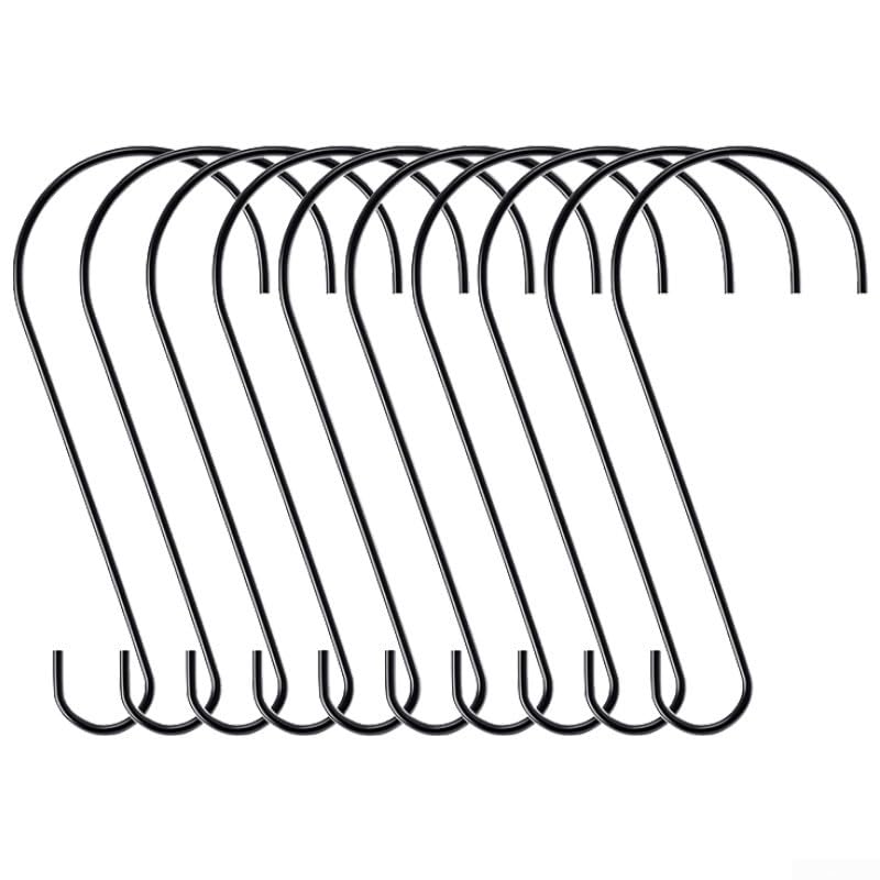 Lot de 10 crochets pour panier de fleurs d'extérieur pour suspendre des plantes, des décorations de jardin et des mangeoires à oiseaux en fer pour terrasse, balcon (noir)