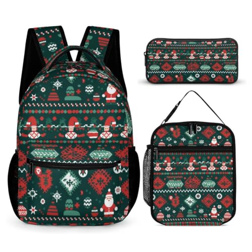 Cartable fille CP CE1 sac à dos imprimé sapin de Noël léger avec trousse