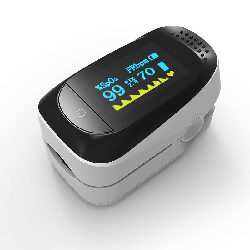 Finger Pulse Oximeter - Blood Oxygen Saturation Monitor for Adults and Children Easy to Use
