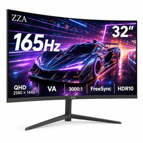 ZZA 32 Zoll Curved Gaming Monitor, WQHD 1440p, 165 Hz, 1 ms MPRT, 1500R, VA – Ansicht 1