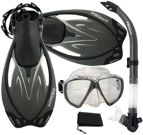 Miniatura 4 de PROMATE Juego de aletas de máscara de ojo de pez semiseco para buceo BKBK
