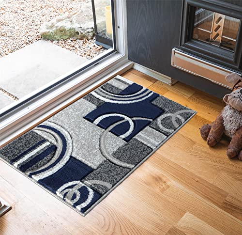 GLORY RUGS Area Rug Modern Soft Hand Carved Contemporary Floor Carpet with Premium Fluffy Texture for Indoor Living Dining Room and Bedroom Area (2x3, Navy)