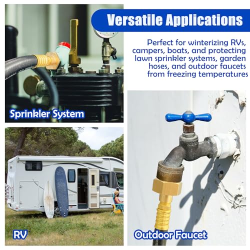 Image of RV Winterizing Kit, 16 Inch Sprinkler Blowout Hose Adapter Kit with Shut Off Valve, Air Compressor Quick Connect Water Blowout Fitting Plug for Boat Camper Travel Trailer