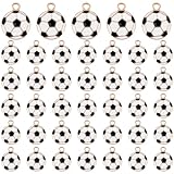 Yuomeaz 40 Pcs Enamel Soccer Charm, Metal Soccer Charms Enamel Gold Edge Sport Football Pendants Charm for Jewelry Making, Keychains, Necklace, Bracelets, Earrings, DIY Crafts
