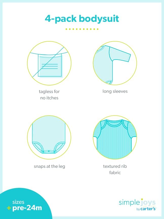 Simple Joys by Carter's unisex-baby 4-pack Side Snap Bodysuit - Image 6