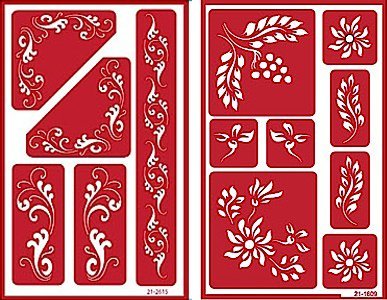 Over 'n' Over Reusable Self-Stick Etching Stencil for Glass (or Stamping) - Bundle of Two Sets - Fleur de Lis & Laurels