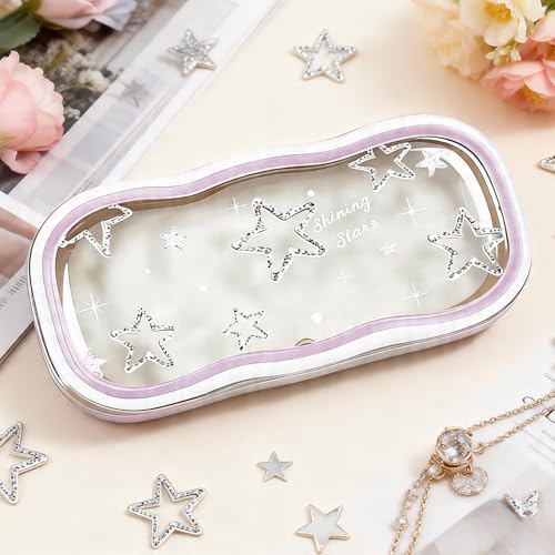 Image of Glasses Case Hard Shell, Clear Eyeglass Case, Cute Holder for Sunglasses and Reading Glasses