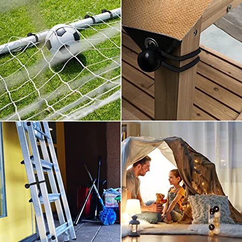 Ouskr Ball Bungee Cords 6 Inch, 50 Pcs Heavy Duty Bungee Balls, Tarp Bungee With Balls, Black High Elastic Stretch Ball Bungee Ties Tarp Canopy Tie Down For Shelter, Tent Poles, Camping, Cargo #TOP7