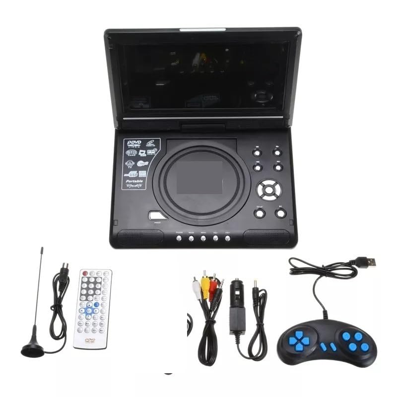 Lecteur DVD pour TV, 9.8 Pouces Portable Maison Voiture Lecteur DVD VCD CD Jeu TV Lecteur USB Radio Adaptateur Prise en Charge de la réception de la Radio FM pour Films en Famille