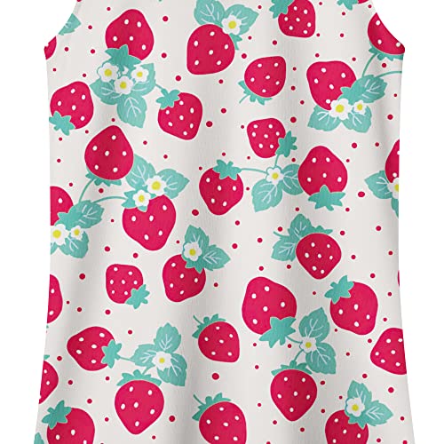 Lqsz Girls Nightgowns Strawberry Nightdress Sleepwear Pajamas Flutter Short Sleeves Nightgowns For Little Girls 7 8T #TOP6
