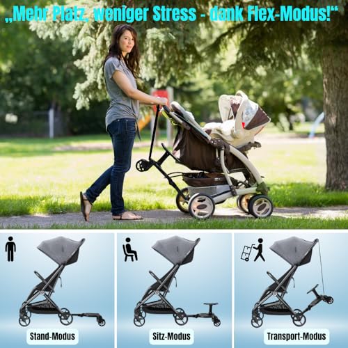 TinyPath Kinder Buggy Board - Universelles Trittbrett 19cm Sitz für alle Kinderwagen & Reisebuggys | Perfekt für Geschwisterwagen | Sicher, stabil & rutschfest | Einfache Montage | Kinderwagen-Zubehör