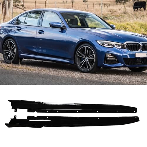 KREACJA Side Skirts Fits for BMW G20 G28 2019-2024 3-Series M Sport 3D Racing Style Gloss Black ABS Painted Rocker Side Extension Line Protector Rocker Panel