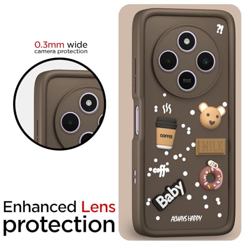 Image of Pikkme Back Cover for Redmi A4 5G / Redmi 14C 5G / Poco C75 5G | Cute Fun Cartoon 3D Bear Silicone Full Body Protection Bumper Cover (Brown)