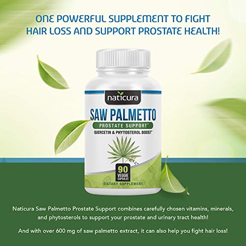 Naticura Saw Palmetto Prostate Support - Saw Palmetto For Hair Growth In Women And Men With Pumpkin Seed, Vitamin D3, Vitamin E, Zinc, Vitamin B - 90 Capsules #TOP2