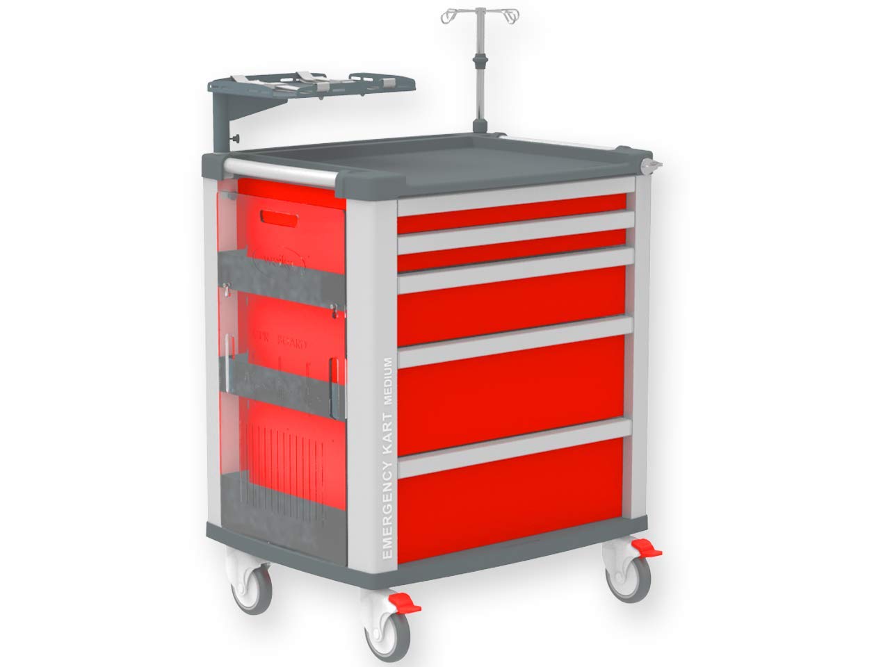 GIMA - Chariot d’urgence Medium Kart, 5 tiroirs, rouge, 45667