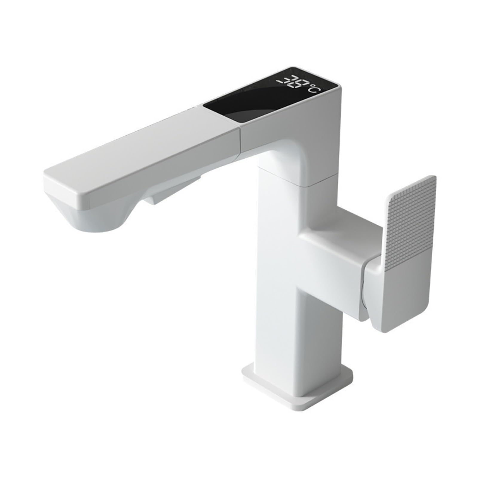 Copper Alloy Bathroom Faucet, Pull Out Hot Cold Basin Mixer Tap, Modern Lacquer Vanity,Safe and Reliable(Bianco)