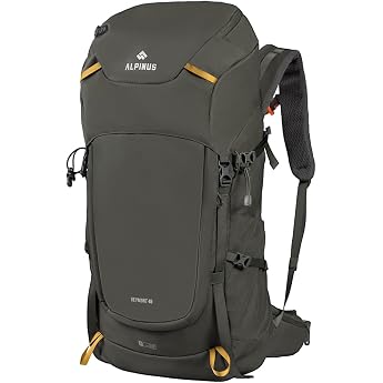 Alpinus Veymont Trekking Backpack Hiking Backpack 45 L Sage Colour Waterproof Backpack for Men and Women with Rain Cover Outdoor Travel Backpack for Hiking Camping Trekking Ultralight Backpacking