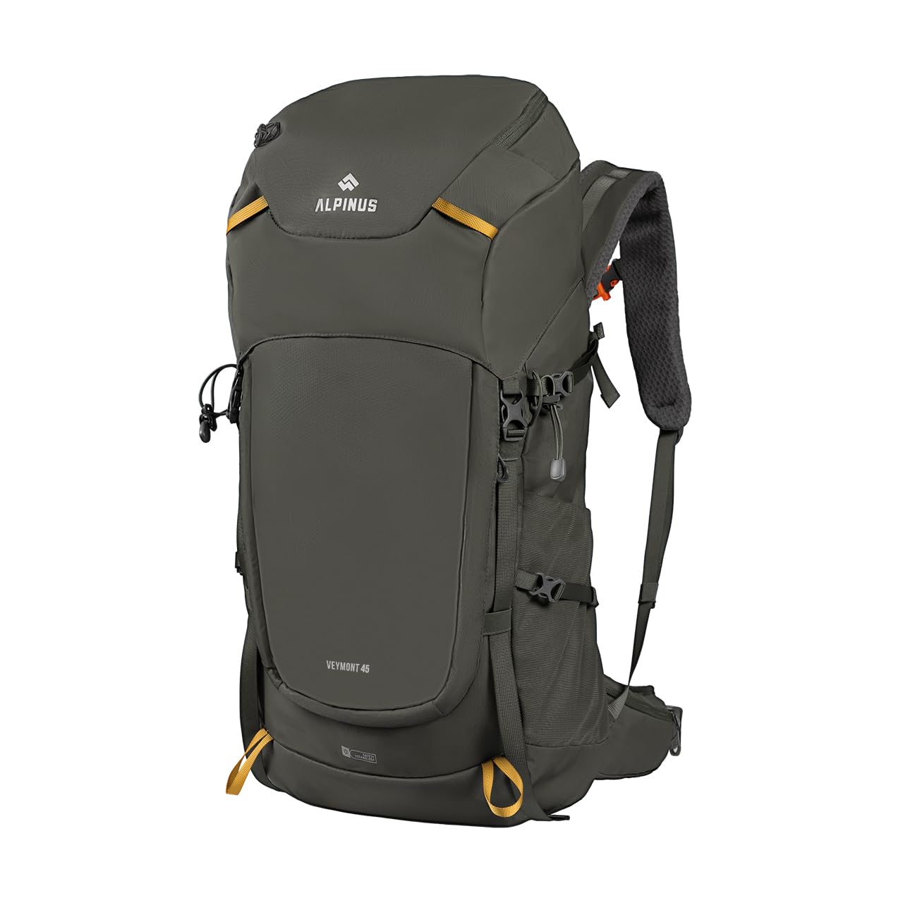 Alpinus Veymont Trekkingrucksack Wanderrucksack 45L Salbei Farbe - Wasserdichter Rucksack für Damen & Herren mit Regenhülle, Outdoor Reiserucksack für Wandern Camping Trekking, Ultraleicht Backpacking