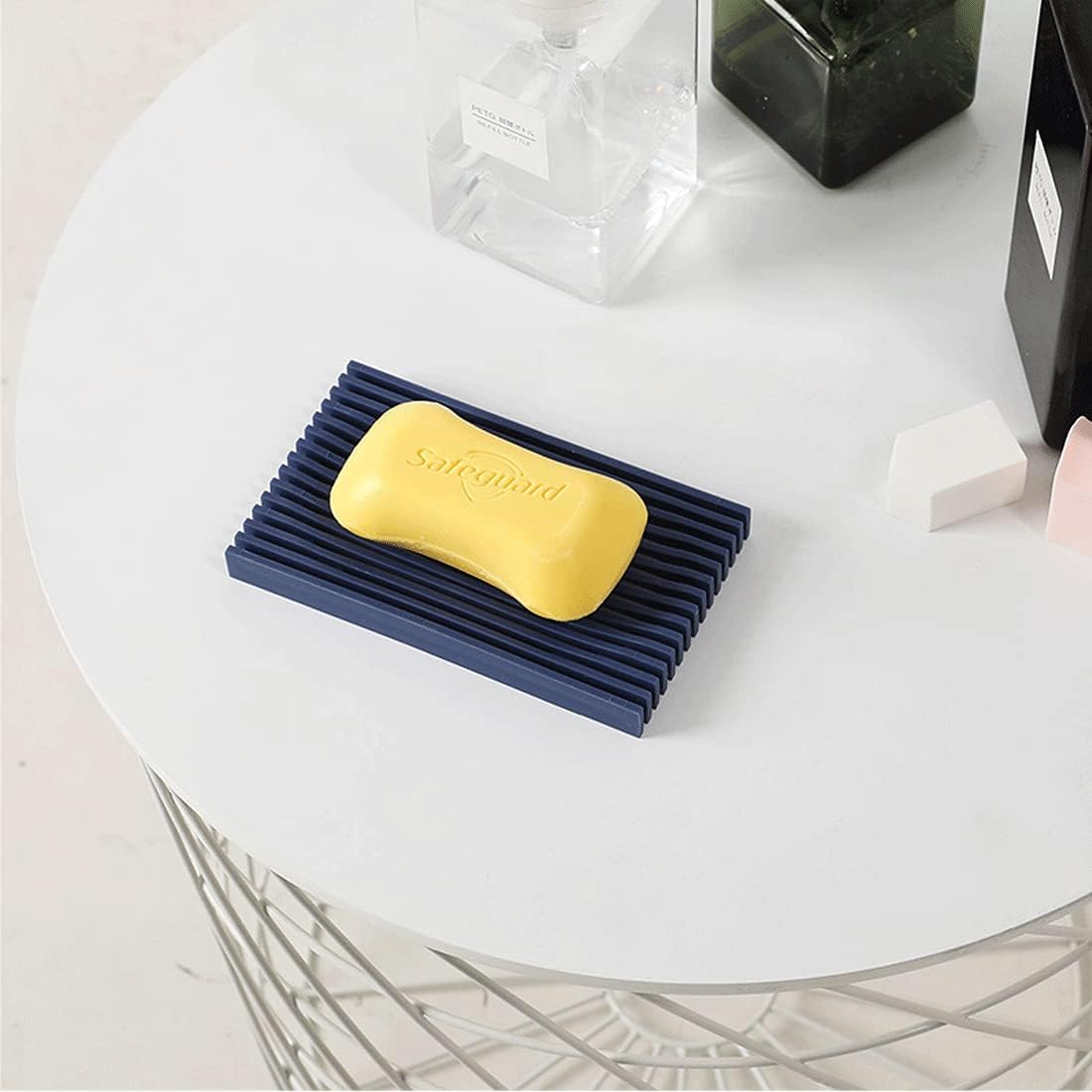 Shower Soap Dish, Silicone Soap Dish with Drain Self Draining Bar Soap Holder/Saver for Bathroom Shower and Kitchen, Flexible and Durable Soap Tray, Easy to Clean(2PCS) (Navy) image 2