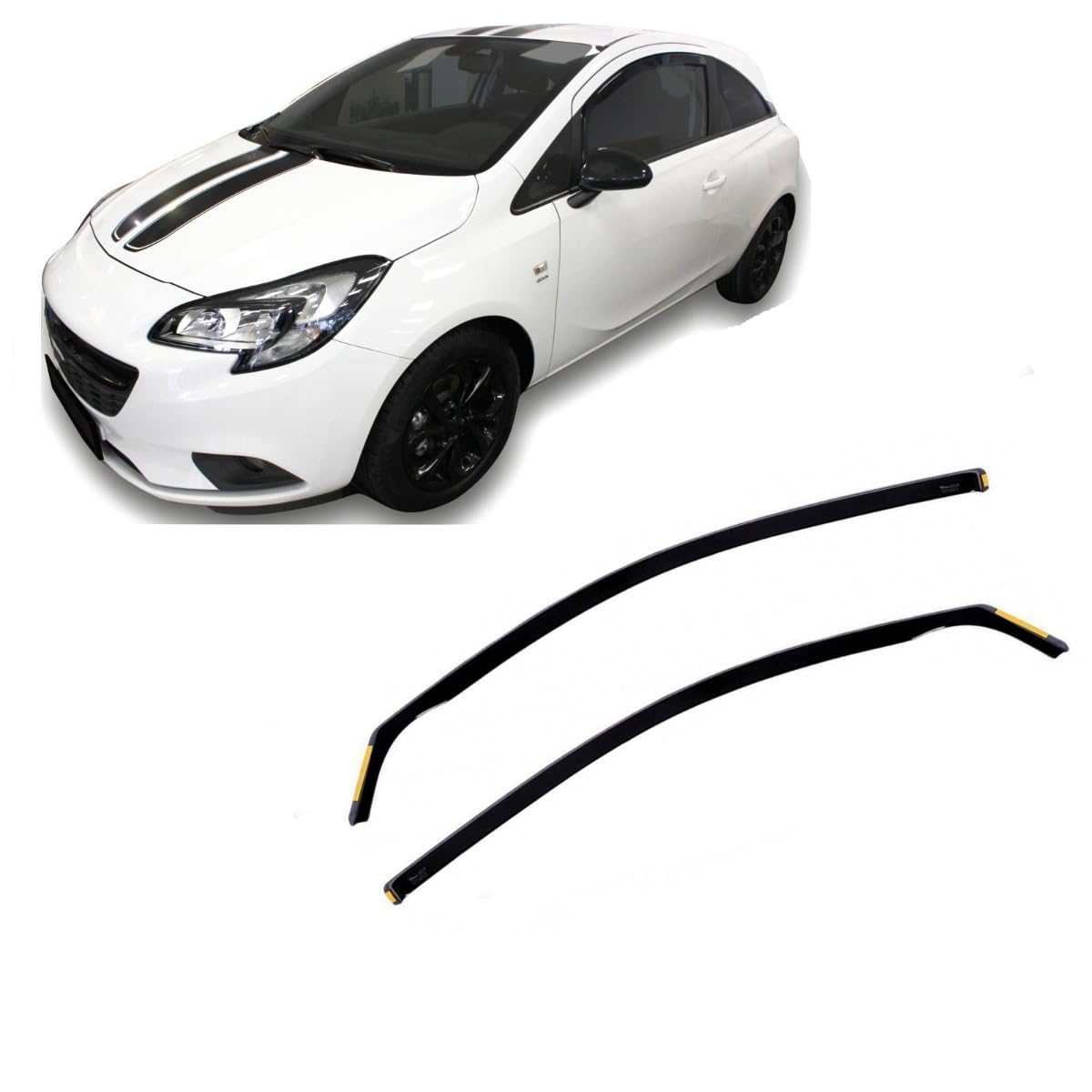 J&J AUTOMOTIVE Deflettori d'Aria per Opel Corsa E 3-Porte 2015-2019, Set da 2 Pezzi, Nero Fumé Oscurato Heko
