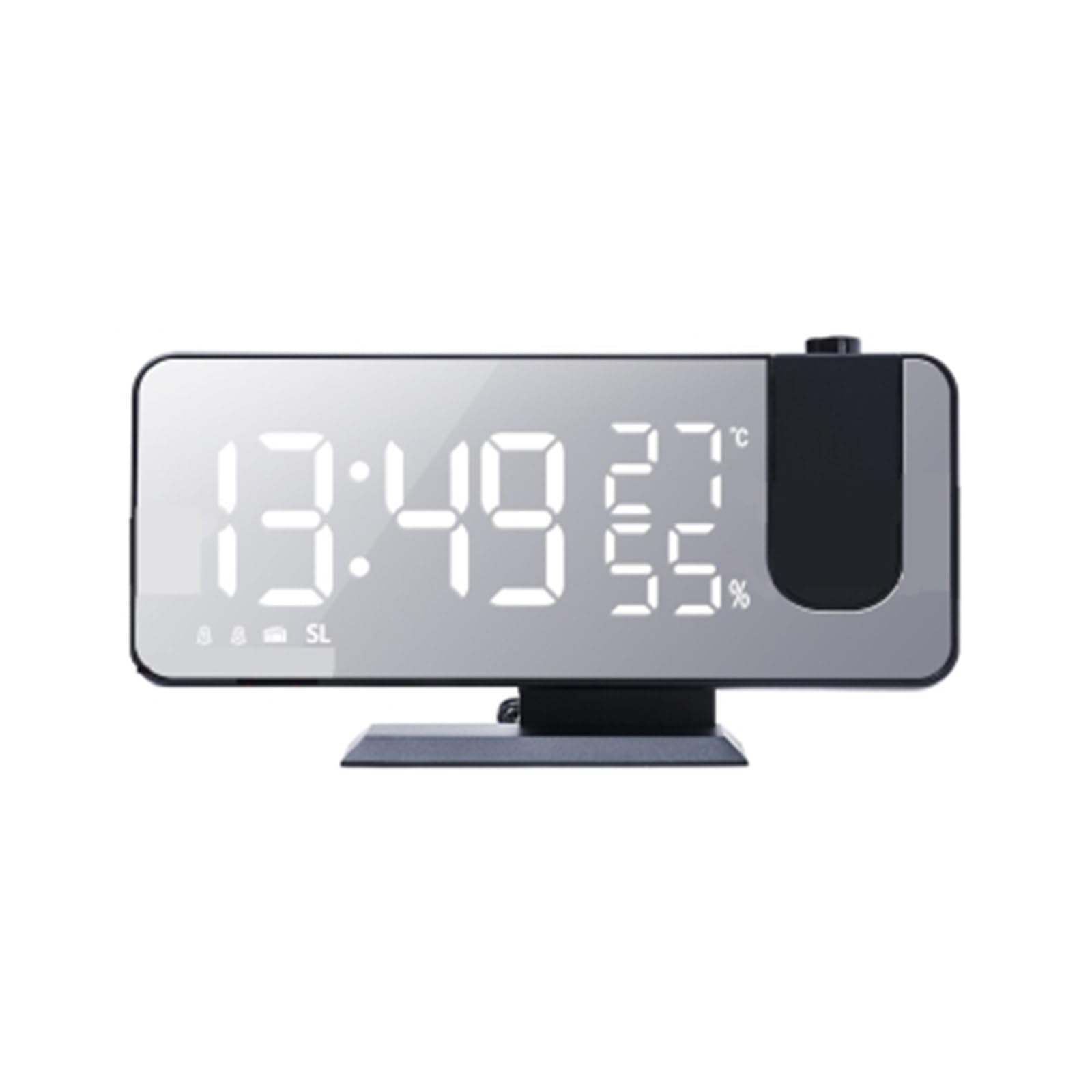 KOESRXNQW FM Radio LED Digital Smart Alarm Clock Watch Table Electronic Desktop Clocks USB Wake Up With 180° Projection Time Snooze Clear Projection(BLACK)