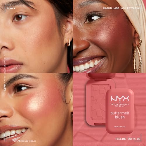 NYX PROFESSIONAL MAKEUP Buttermelt Powder Blush, Fade and Transfer-Resistant Blush, Up to 12HR Make Up Wear, Vegan Formula - Feeling Butta - Image 6