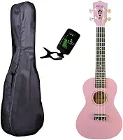 Ukulele Rosa Seven Concert Suk-23 Capa Preta e Afinador