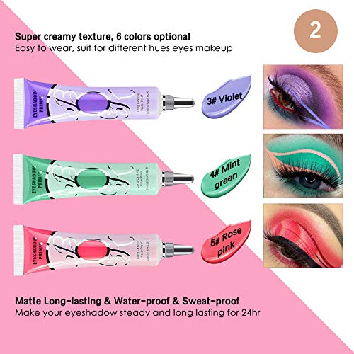 LOKFAR 2 Pack Matte Eyeshadow Primer for Oily Llids Medium Eyeshadow No Crease Eye Makeup Eye Primer Base Waterproof & Smudge-proof & Long Lasting Cream Liquid Eye-shadow for All Shadows (15 ml)