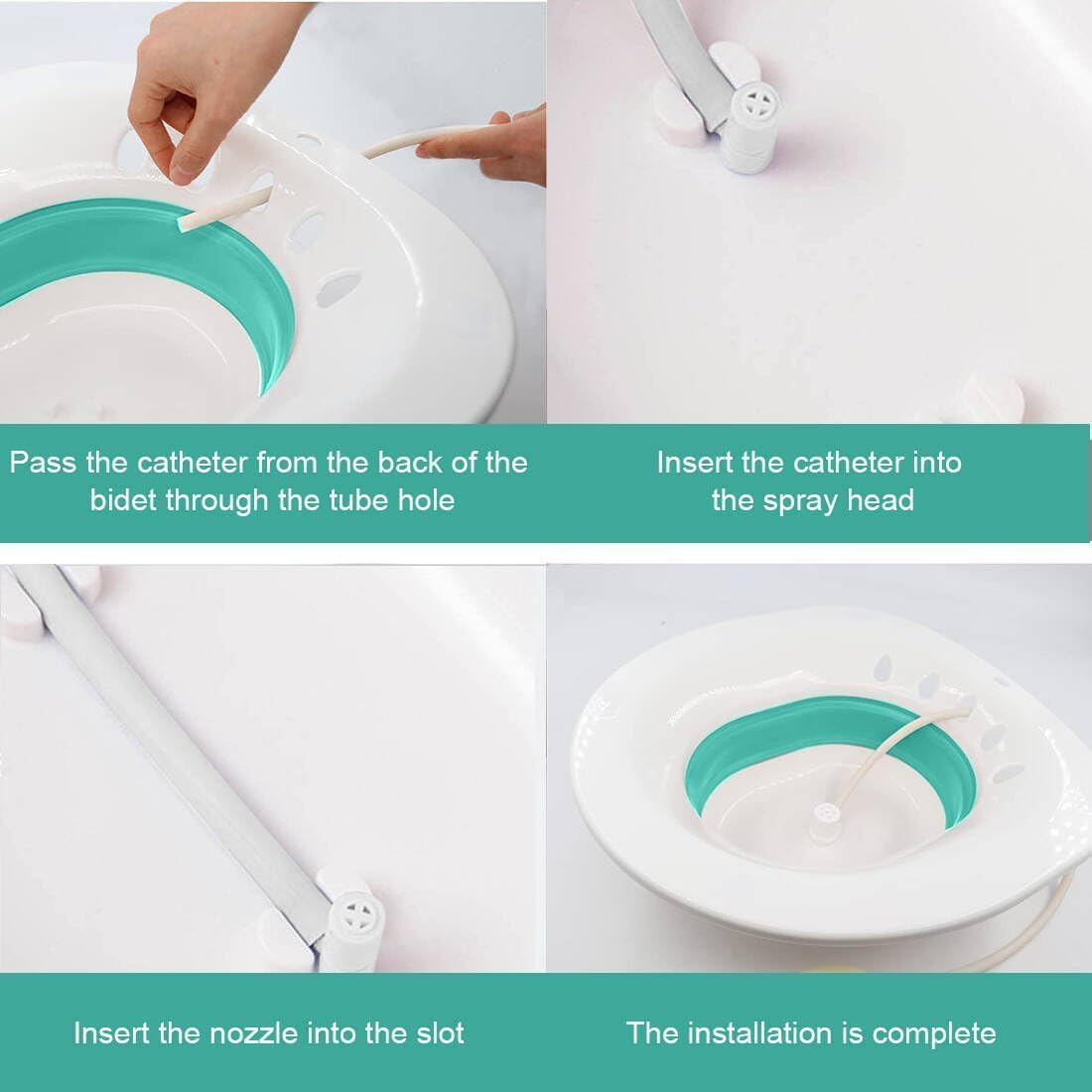 Foldable Sitz Bath for Toilet, Collapsible Basin with Hand Flush Pump, for Hemorrhoids, Postpartum Care & Elderly